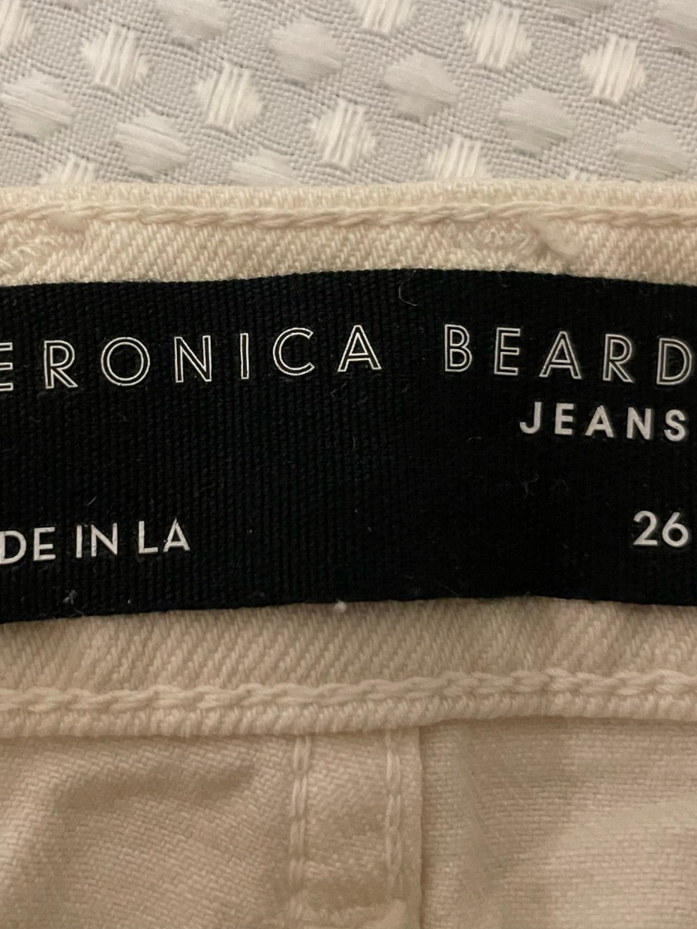 Veronica Beard Charlie High Rise Barrel Leg Cream Carpenter Jeans Size 26 - Picture 6 of 7